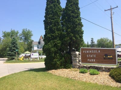 Located at the entrance to Peninsula State Park in Fish Creek, WI