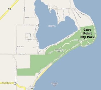 Cave Point, Door County Cave Point Map, Door COunty